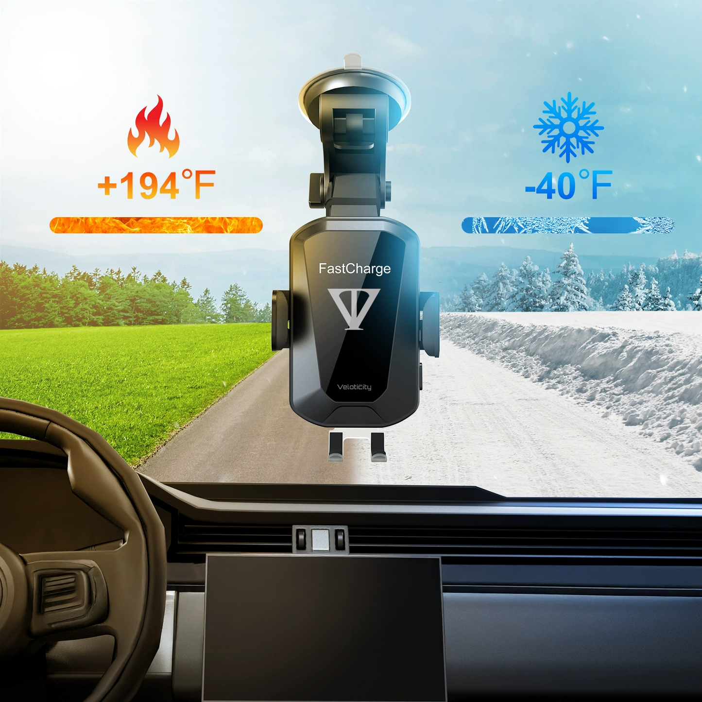 Veloticity Auto-Clamp Wireless Chargeable Phone Mount
