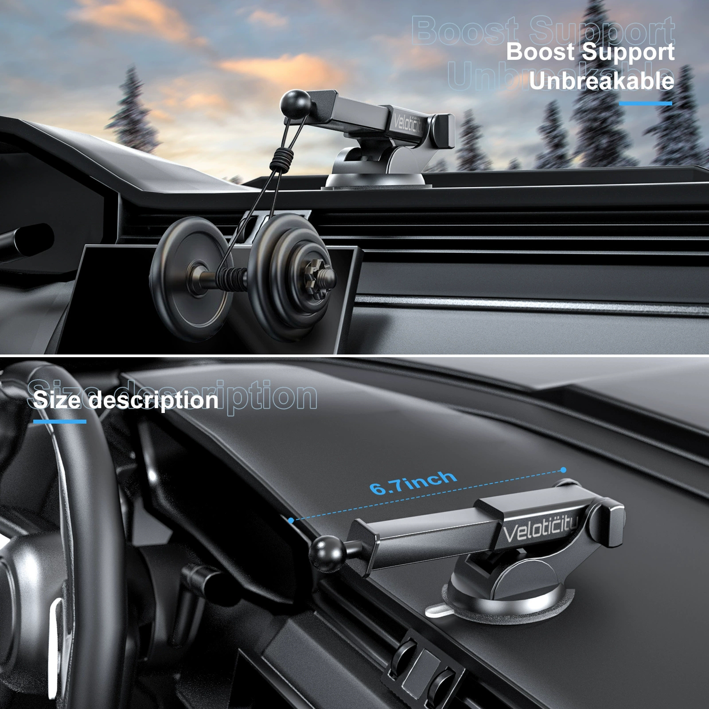 Veloticity Auto-Clamp Wireless Chargeable Phone Mount